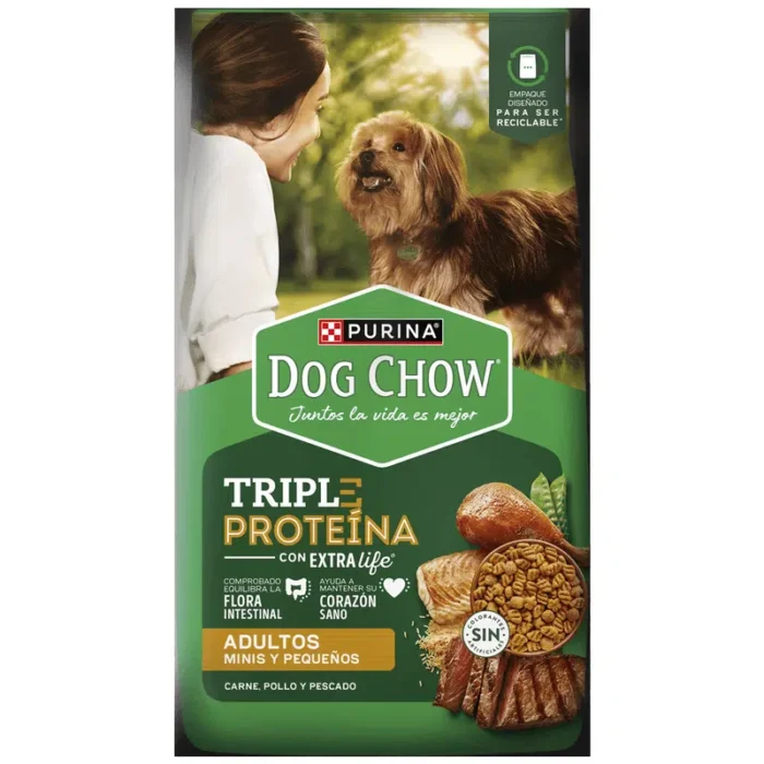 alimento para perro adulto mordida chica triple proteina dog chow