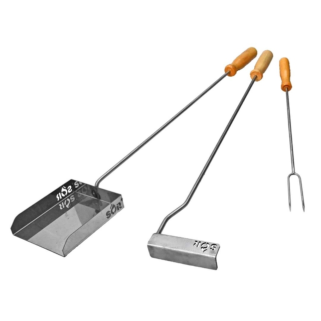 pala atizador acero set de asador de acero inoxidable x 3 piezas