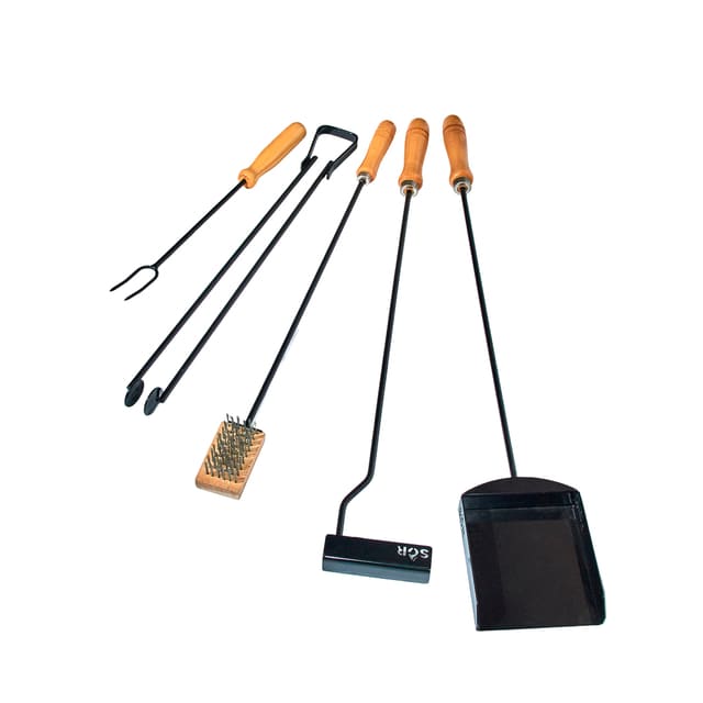 set asado set de asador x5 piezas con cepillo,,pinza y tenedor