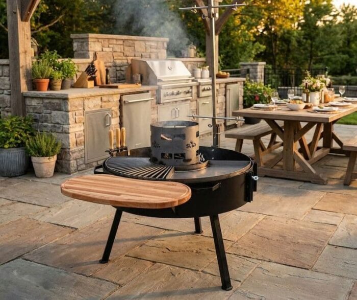 asador criollo con estaca cruz